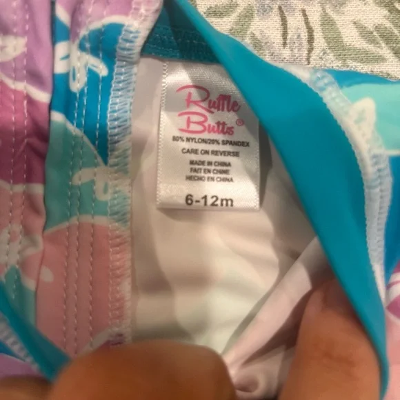 SZ 6-12 Months RuffleButts Long Sleeve One Piece Rash Guard Swimsuit Mermaid - Picture 3 of 8